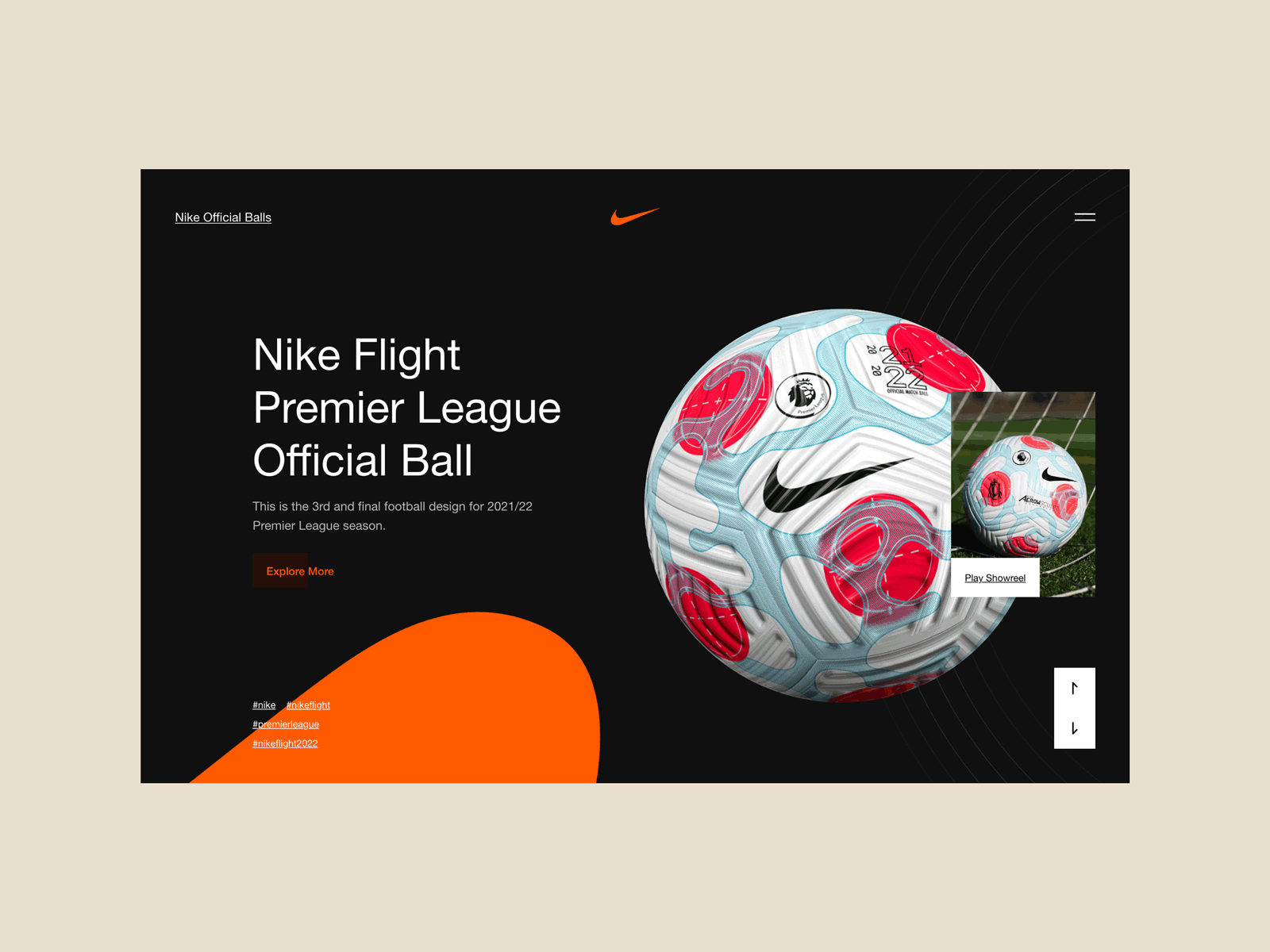 Nike Official Balls Dark mode branding design illustration inspiration logo nike nike design nike inspiration nike ui nike web nike web design ui ui design ux ux design web