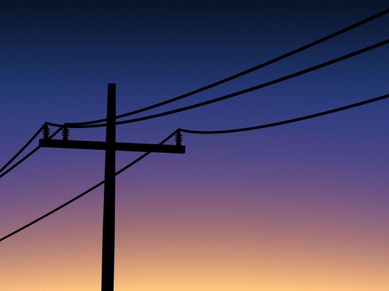 Power Lines cinema 4d gif loop sunset