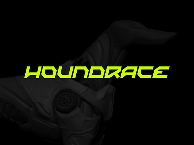 Houndrace, play-to-earn blockchain racing game logo design arena competition competitions custom type game games gaming hound hounds logo logo design logotype metaverse nft nfts play to earn race racing typographic logo word mark