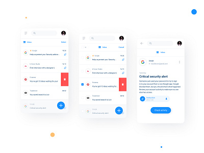 Mobile Email Inbox app delete design email design inbox interface mail app mobile mobile app mobile ui ui ux