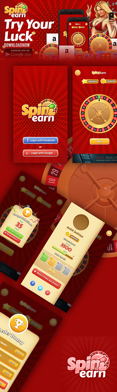 spin&earn app design creative app creative design illustration spin app