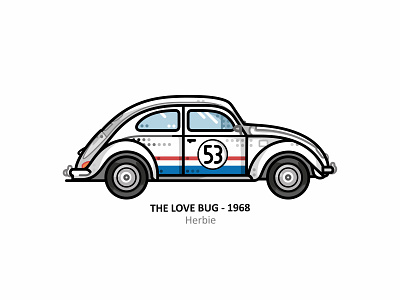 Herbie 60s car design dots icon illustrator line motorsport outline race retro speed sports car steel the love bug vector vehicle volkswagen