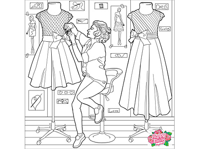 15 Line art for mobile app "Happy Color - Color by Number" adobe illustrator fashion illustration people vector woman