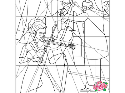 14 Line art for mobile app "Happy Color - Color by Number" adobe illustrator cubism illustration vector