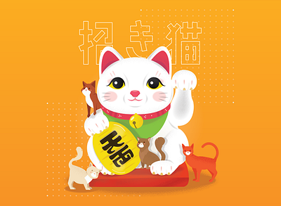 Japan - Maneki Neko cat culture design flat illustraion illustrator japan japanese vector vector illustration