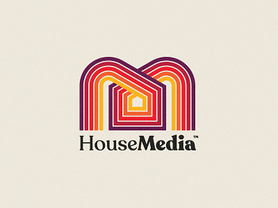 house media 80s abstract film futurism house logo media retro video