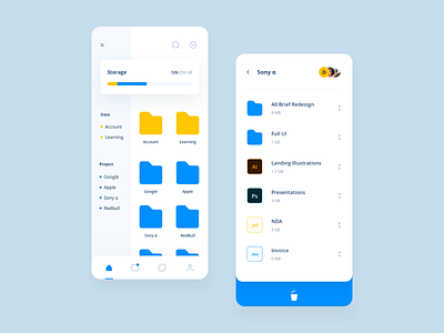 Filema 📁 activity app design dashboard file file manager iphone 11 modern presentation source team