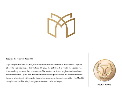 Wolda : Bronze Award + Award Of Excellence 3d agency archway award branding character digital face islam islamic logo logodesign magazine portrait publication transparency wolda