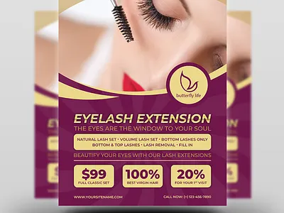 Eyelash Extension Flyer Template beauty beauty care flyer beauty center beauty clinic flyer beauty flyer beauty salon care clinic cosmetic creambath eye eyelash facial flyer hair health make up makeup poster vision