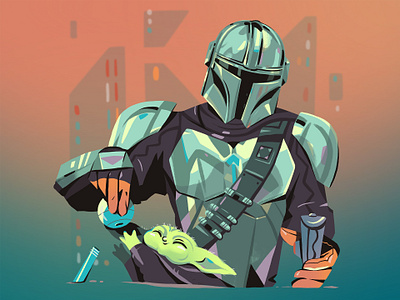 The Mandalorian baby yoda cute fan art illustration mandalorian sci fi sketch space star wars