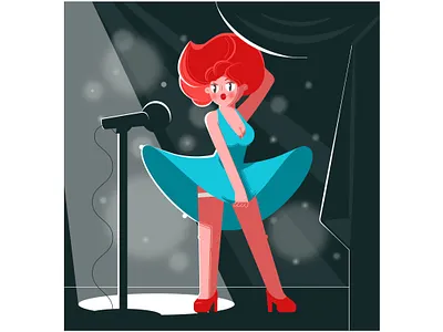 Show girl flat design girl illustration light show stage vector