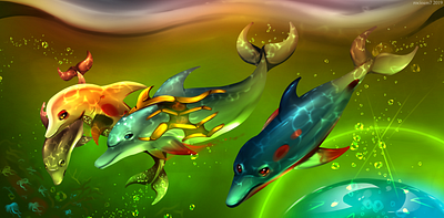 The Hymn of unity animal character character design delfin digital art dolphin ecco the dolphin fanart fantasy illustration sega videogame videogame fanart