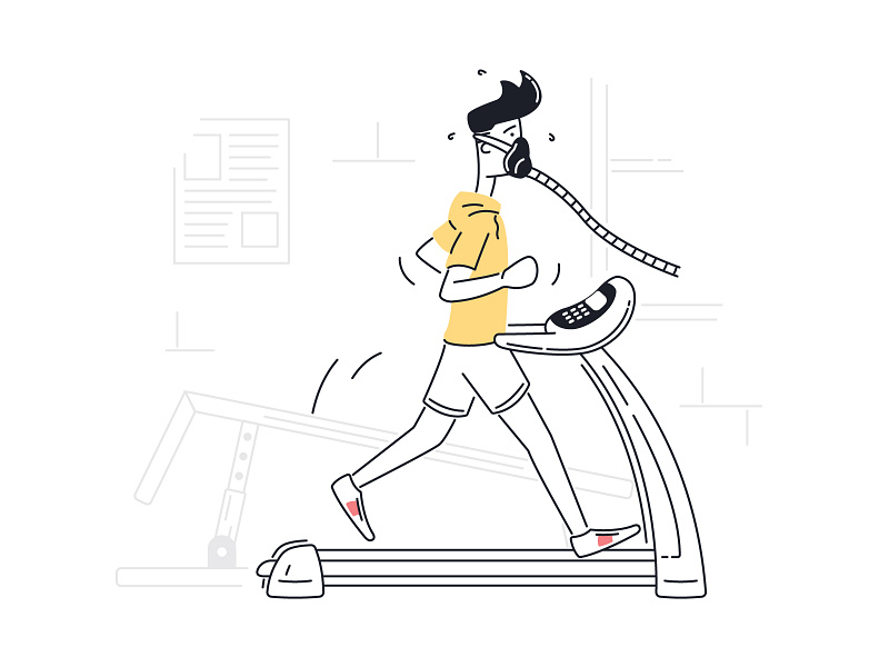 Testing Fitness on Threadmill excercise fitness gym illustration illustrator jog mask running testing training treadmill ui illustration