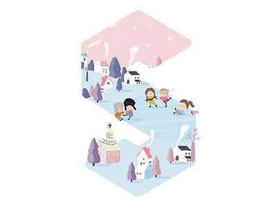 Christmas Logo branding christmas houses illustration kids logo logo design snow subsign