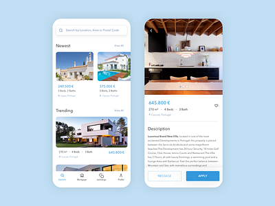 Real Estate App appdesign buy clean design clean ui exchange rate house housing investment mobile mortgage product realestate rental ui userinterface ux