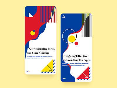 Startup Onboarding UI - Bauhaus Colors Palette app art clean color concept design flat interface ios minimal mobile onboard onboarding onboarding ui retro simple ui ui design uidesign ux