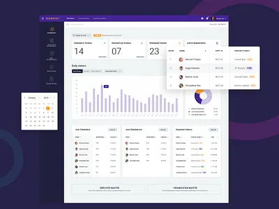 Visitor Management System admin panel calendar app charts daily ui dailyui dashboard dashboard app dashboard design dashboard ui management management app management system management tool navigation sidebar menu tables visitors