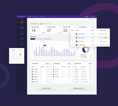 Visitor Management System admin panel calendar app charts daily ui dailyui dashboard dashboard app dashboard design dashboard ui management management app management system management tool navigation sidebar menu tables visitors