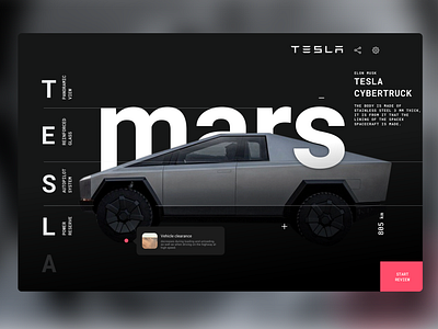 Tesla Cybertruck design dribbble interface protection template tesla ui ux web