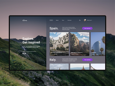 Enjourney Website design home page journey minimalistic nature travel ui ux web web design website