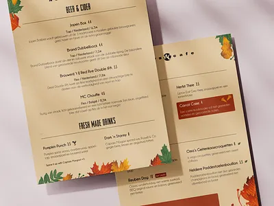 NewsCafe Autumn season card autumn breakfast cafe card carrot dessert dinner drinks food leaf leaves lunch main menu restaurant tapas vegan