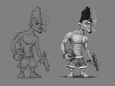 G-Story 2d art basketball character concept culture design gangsta gun street