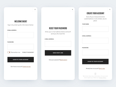 Knot Standard | Mobile Onboarding Screens e commerce fashion form input knot standard login mobile onboarding product design register