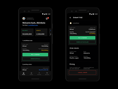 Agrikore 2.0 - Dark Mode android app design ios simplicity ui user experience user interaction ux web