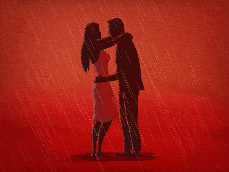 Beso bajo la lluvia (Animación 2D) after effects aftereffects animacion2d animated gif animatedgif animation animation after effects beso character animation gif animation kiss kissing loop rain