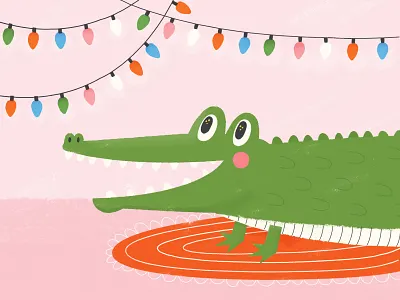 Christmas Gator alligator children book illustration childrens illustration cute cute animal cute illustration gator holiday holidays illustration