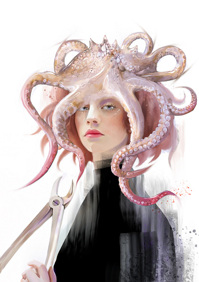 Crown characters crown female girl illustration octopus octopus girl portrait