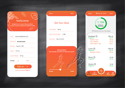 Food Tracker app calories design food food app health healthy healthy food ui ux