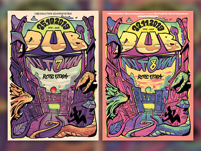 Illustrated Dub Concert Posters event graphic design illustration music poster poster art poster design