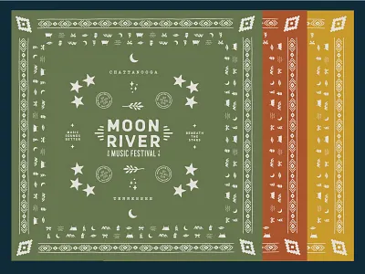 Moon River bandanas bandana chattanooga iconography illustration moon pattern river typography