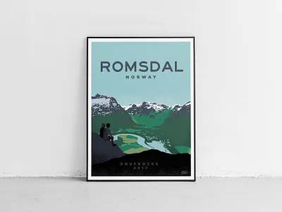 Romsdal Poster Illustration commission couple hike illustration illustrator landscape mountains nature norway outdoors poster procreate romsdal scenery travel vacation