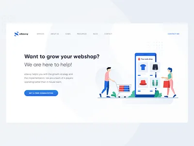 eSavvy Landing Page bright casestudy clean design desktop ecommerce landing minimal readymug redesign slider ui web web design webpage webshop website