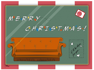 Christmas postcard | F.R.I.E.N.D.S christmas christmas card christmas cards christmas illustration dribbble dribbbleweeklywarmup fiction friends illustration postcard tv show weeklywarmup