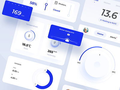 Smart Home App-component app app design blue button clean component controls decoration deta home house interior kitchen lamp light smart smart home ui uidesign uxdesign