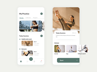 Fitness exercise application - iOS Concept app colorful exercise exercises fitness fitness app free green ios app retro uikit user experience design ux vintage colors xd design xd ui kit yoga