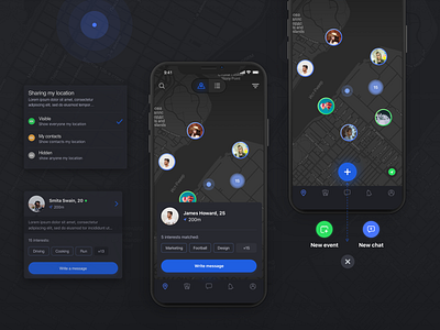 locus app blue branding dark design flat gradient icon ui ux