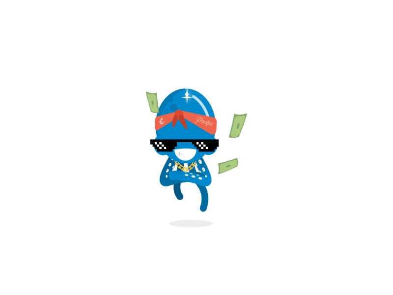 Thug Octopus 2d animal brand cartoon cashback character dollar gangsta illustration octopus rich thug