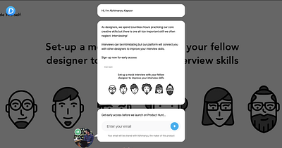 Designer Upgrade - Launching Soon beta hunt interview launching soon mock interviews product product design sign up skill