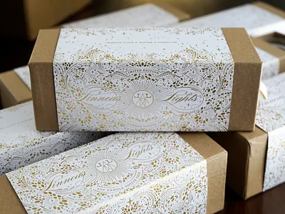 Candle Packaging for Linnea's Lights candle geometric geometric art geometric design gold illustration lettering packaging pattern surface design typography