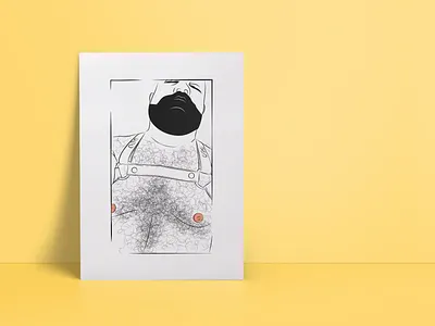 Daddy gay gay pride hand drawn illustration leather portrait queer art