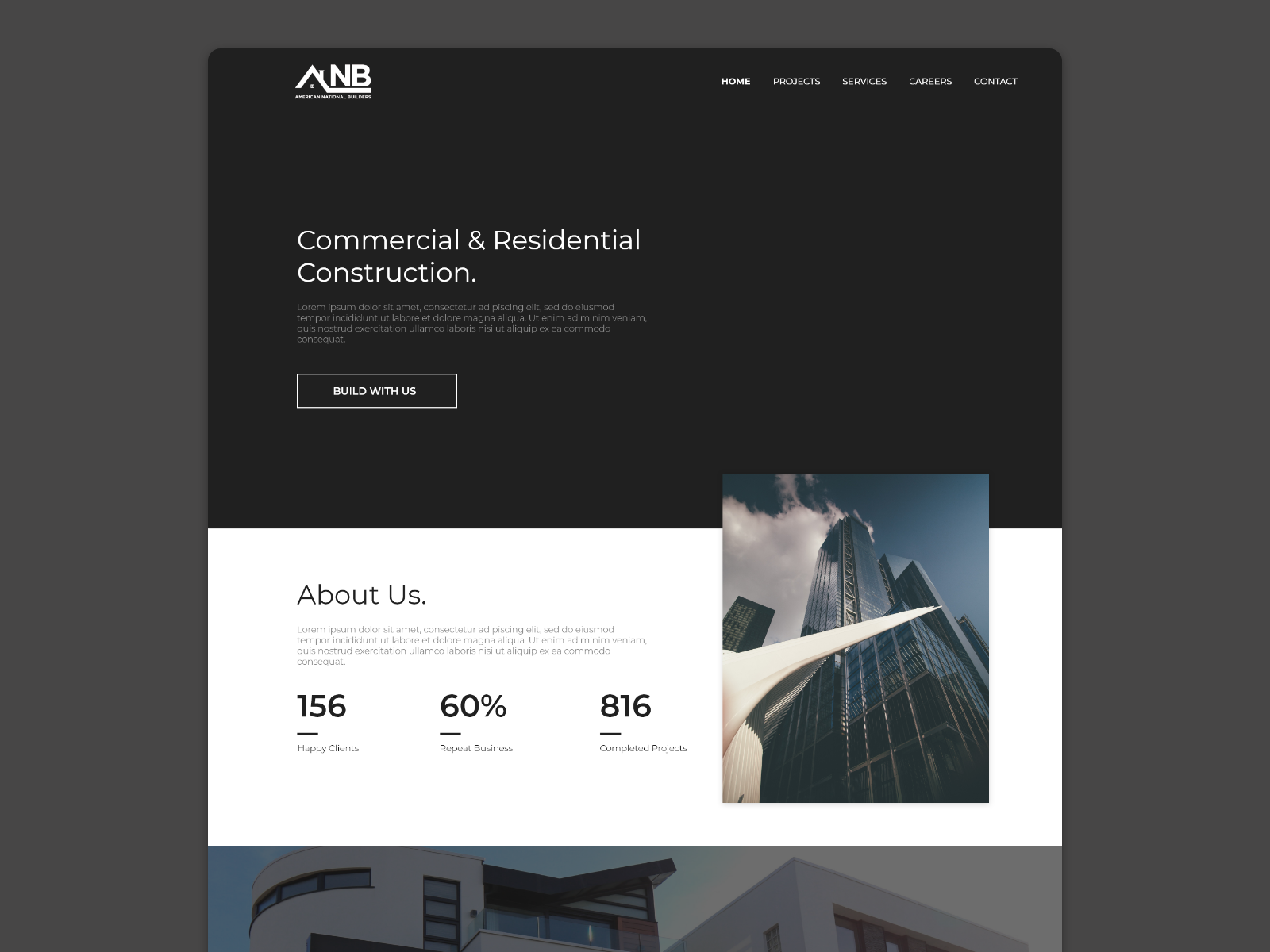 Example of Modern Design for Construction Company Website