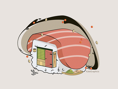 Sushi House design flat illustration graphic house illustration illustration illustrator minimalist sushi vector