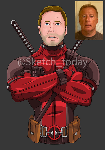 Deadpool Custom Character character character design characterdesign characters digital art digital artwork graphic artist graphic arts graphic design illustration line art raster to vector sticker sticker design