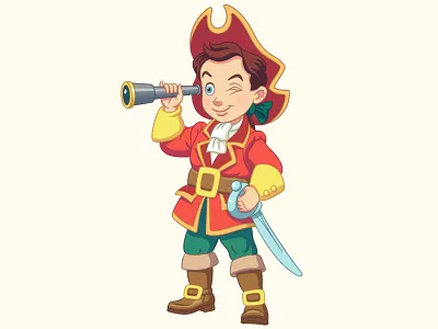 Cartoon Pirate adventures boat boy captain cartoon character cartoon design cartoon illustration fairy tale fairytale history illustration for children kids illustration marine nautical navy ocean pirate sailor sea ship
