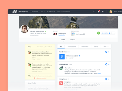 ClearanceJobs • Employer Profile account application candidates careers clean dashboard design desktop gradient jobs minimal network neutrals product profile profile design security ux ux ui design