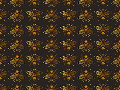 Bees bee black brown bug bumble digital gold gradient honey illustration insect pattern pollenate procreate stripes wings yellow